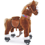 Toddlers Brown Indoor/Outdoor Ride-On Pony with Cushioned Seat, Anti-Slip Wheels (Ages 4–7)