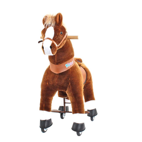 Toddlers Brown Indoor/Outdoor Ride-On Pony with Cushioned Seat, Anti-Slip Wheels (Ages 4–7)