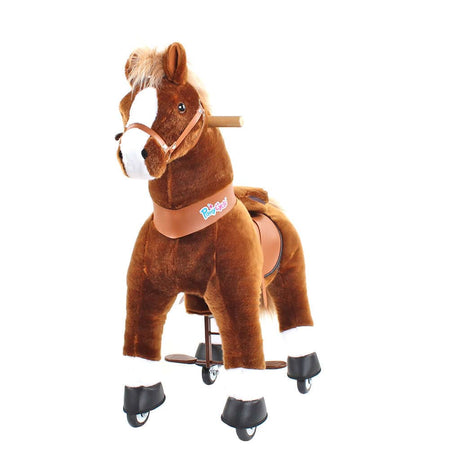 Toddlers Brown Indoor/Outdoor Ride-On Pony with Cushioned Seat, Anti-Slip Wheels (Ages 4–7)