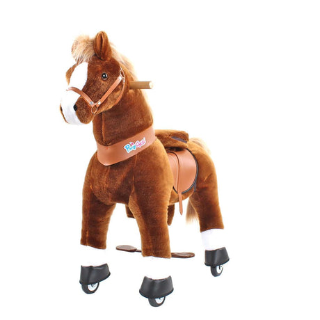 Toddlers Brown Indoor/Outdoor Ride-On Pony with Cushioned Seat, Anti-Slip Wheels (Ages 4–7)