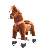 Toddlers Brown Indoor/Outdoor Ride-On Pony with Cushioned Seat, Anti-Slip Wheels (Ages 4–7)