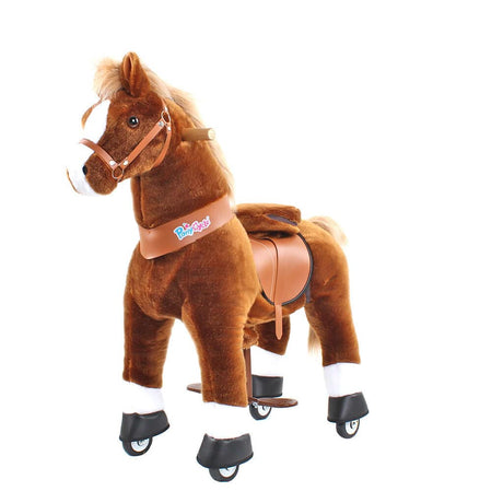 Toddlers Brown Indoor/Outdoor Ride-On Pony with Cushioned Seat, Anti-Slip Wheels (Ages 4–7)
