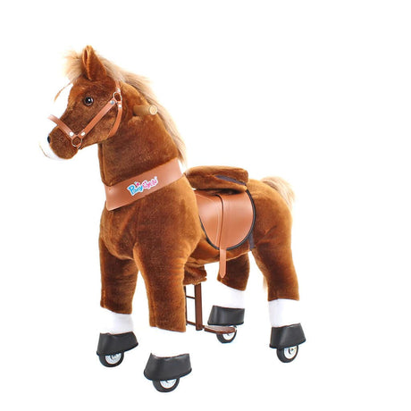 Toddlers Brown Indoor/Outdoor Ride-On Pony with Cushioned Seat, Anti-Slip Wheels (Ages 4–7)