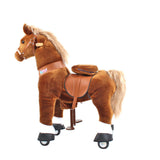 Toddlers Brown Indoor/Outdoor Ride-On Pony with Cushioned Seat, Anti-Slip Wheels (Ages 4–7)