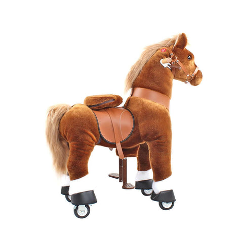 Toddlers Brown Indoor/Outdoor Ride-On Pony with Cushioned Seat, Anti-Slip Wheels (Ages 4–7)