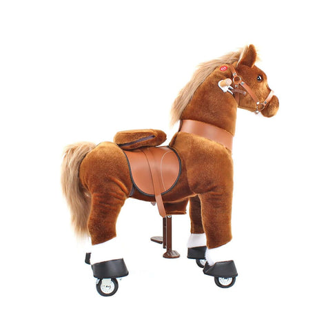 Toddlers Brown Indoor/Outdoor Ride-On Pony with Cushioned Seat, Anti-Slip Wheels (Ages 4–7)