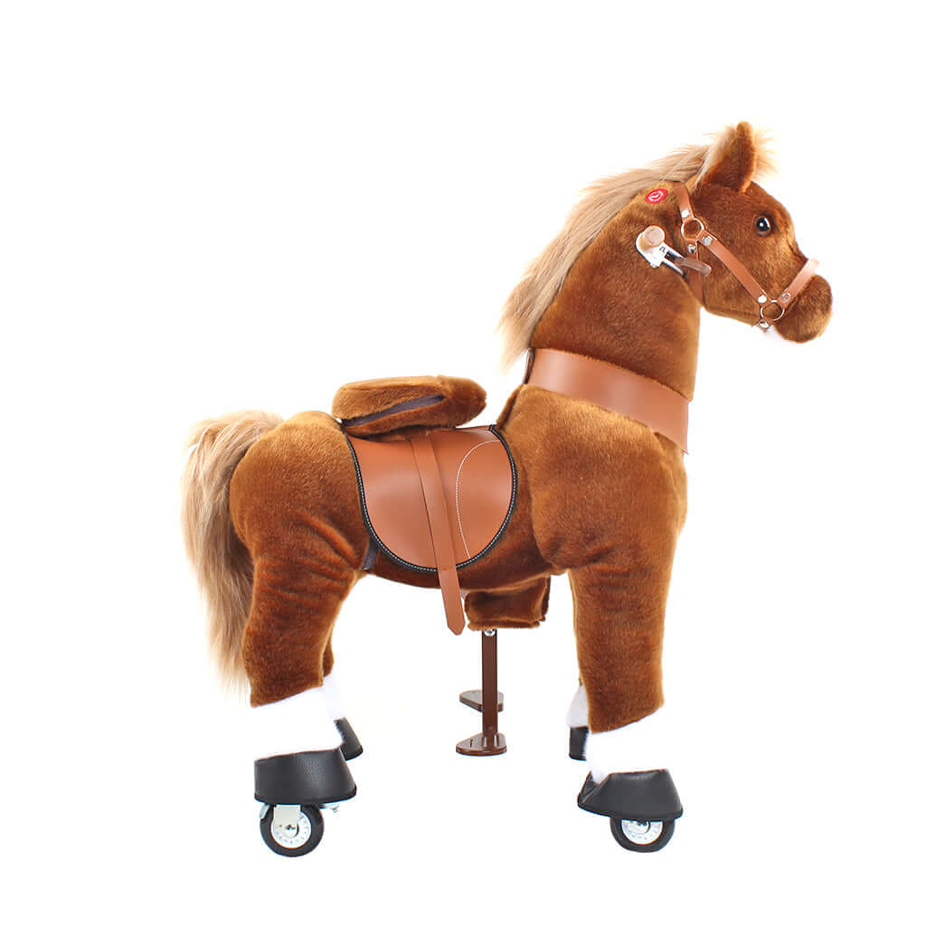 Toddlers Brown Indoor/Outdoor Ride-On Pony with Cushioned Seat, Anti-Slip Wheels (Ages 4–7)