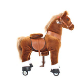 Toddlers Brown Indoor/Outdoor Ride-On Pony with Cushioned Seat, Anti-Slip Wheels (Ages 4–7)