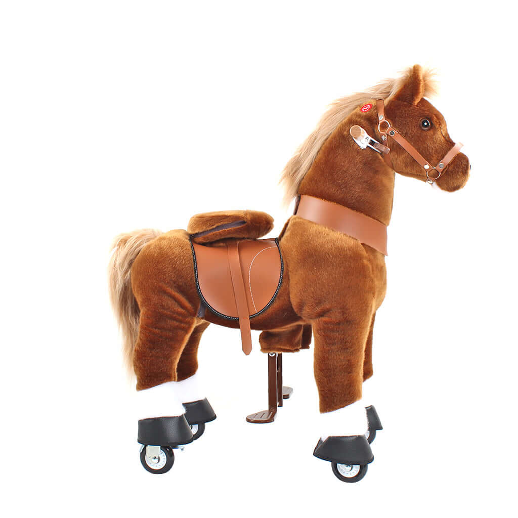 Toddlers Brown Indoor/Outdoor Ride-On Pony with Cushioned Seat, Anti-Slip Wheels (Ages 4–7)