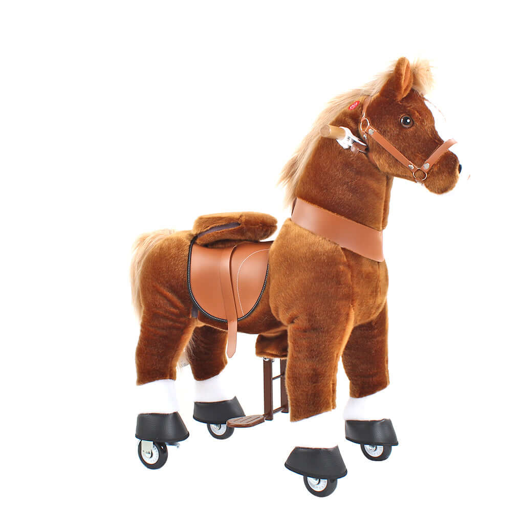 Toddlers Brown Indoor/Outdoor Ride-On Pony with Cushioned Seat, Anti-Slip Wheels (Ages 4–7)