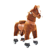 Toddlers Brown Indoor/Outdoor Ride-On Pony with Cushioned Seat, Anti-Slip Wheels (Ages 4–7)