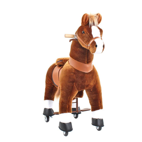 Toddlers Brown Indoor/Outdoor Ride-On Pony with Cushioned Seat, Anti-Slip Wheels (Ages 4–7)