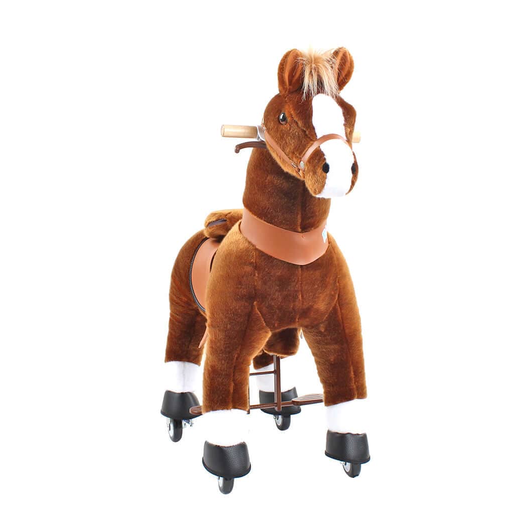 Toddlers Brown Indoor/Outdoor Ride-On Pony with Cushioned Seat, Anti-Slip Wheels (Ages 4–7)