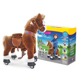 Toddlers Brown Indoor/Outdoor Ride-On Pony with Cushioned Seat, Anti-Slip Wheels (Ages 4–7)