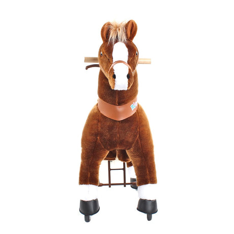 Toddlers Brown Indoor/Outdoor Ride-On Pony with Cushioned Seat, Anti-Slip Wheels (Ages 4–7)