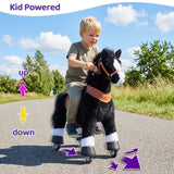 Toddlers Black Indoor/Outdoor Ride-On Pony with Cushioned Seat, Anti-Slip Wheels (Ages 4–7)