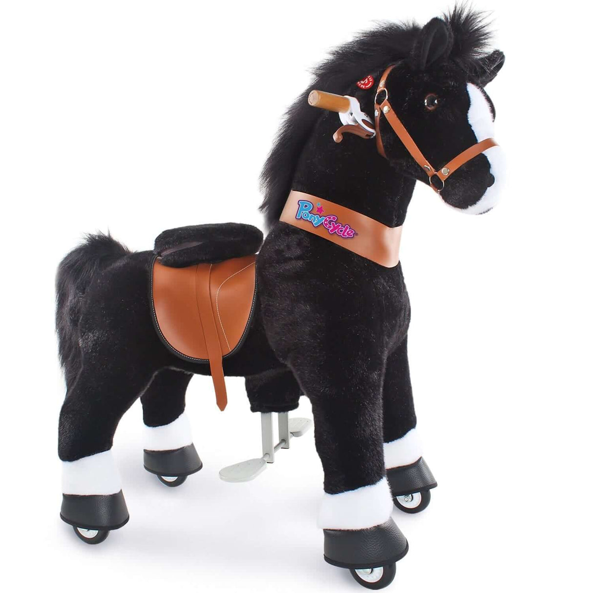 Toddlers Black Indoor/Outdoor Ride-On Pony with Cushioned Seat, Anti-Slip Wheels (Ages 4–7)