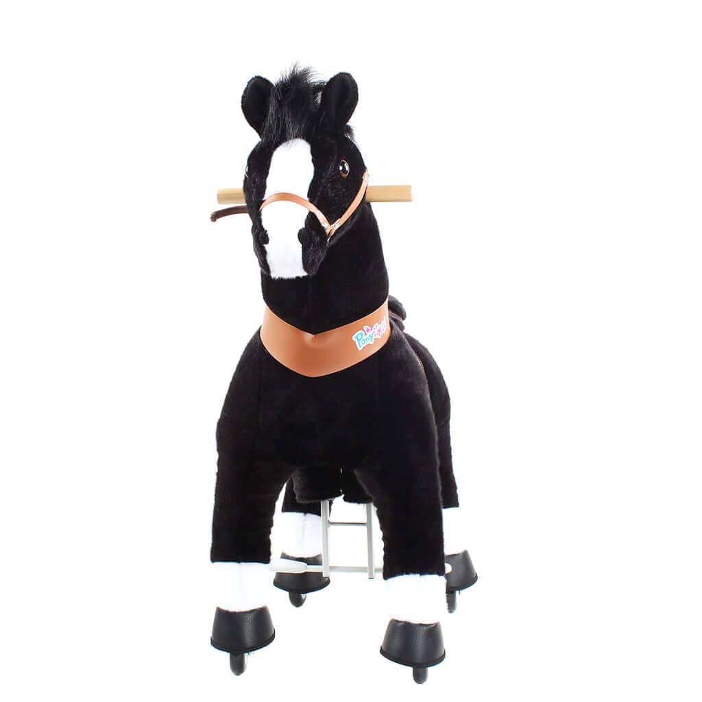 Toddlers Black Indoor/Outdoor Ride-On Pony with Cushioned Seat, Anti-Slip Wheels (Ages 4–7)