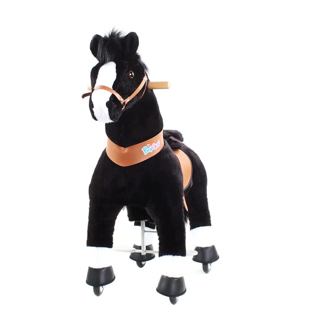 Toddlers Black Indoor/Outdoor Ride-On Pony with Cushioned Seat, Anti-Slip Wheels (Ages 4–7)