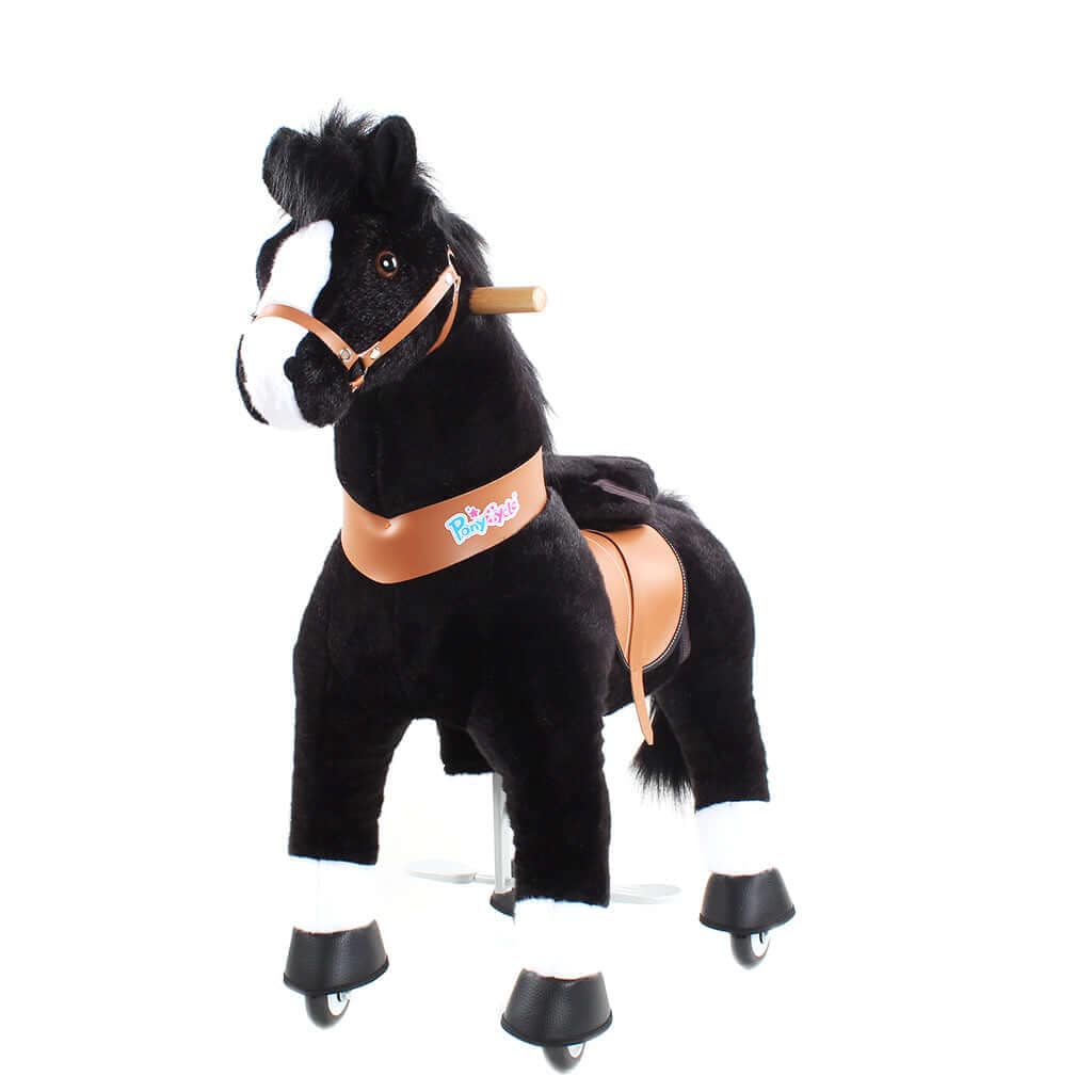 Toddlers Black Indoor/Outdoor Ride-On Pony with Cushioned Seat, Anti-Slip Wheels (Ages 4–7)