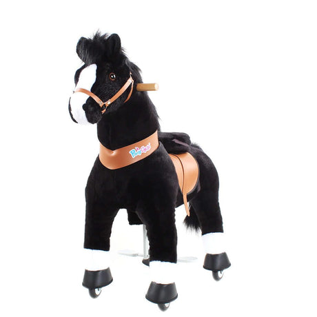 Toddlers Black Indoor/Outdoor Ride-On Pony with Cushioned Seat, Anti-Slip Wheels (Ages 4–7)