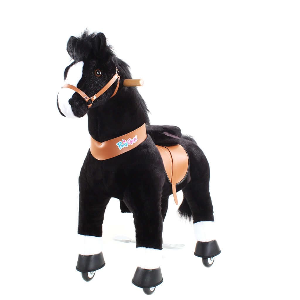 Toddlers Black Indoor/Outdoor Ride-On Pony with Cushioned Seat, Anti-Slip Wheels (Ages 4–7)