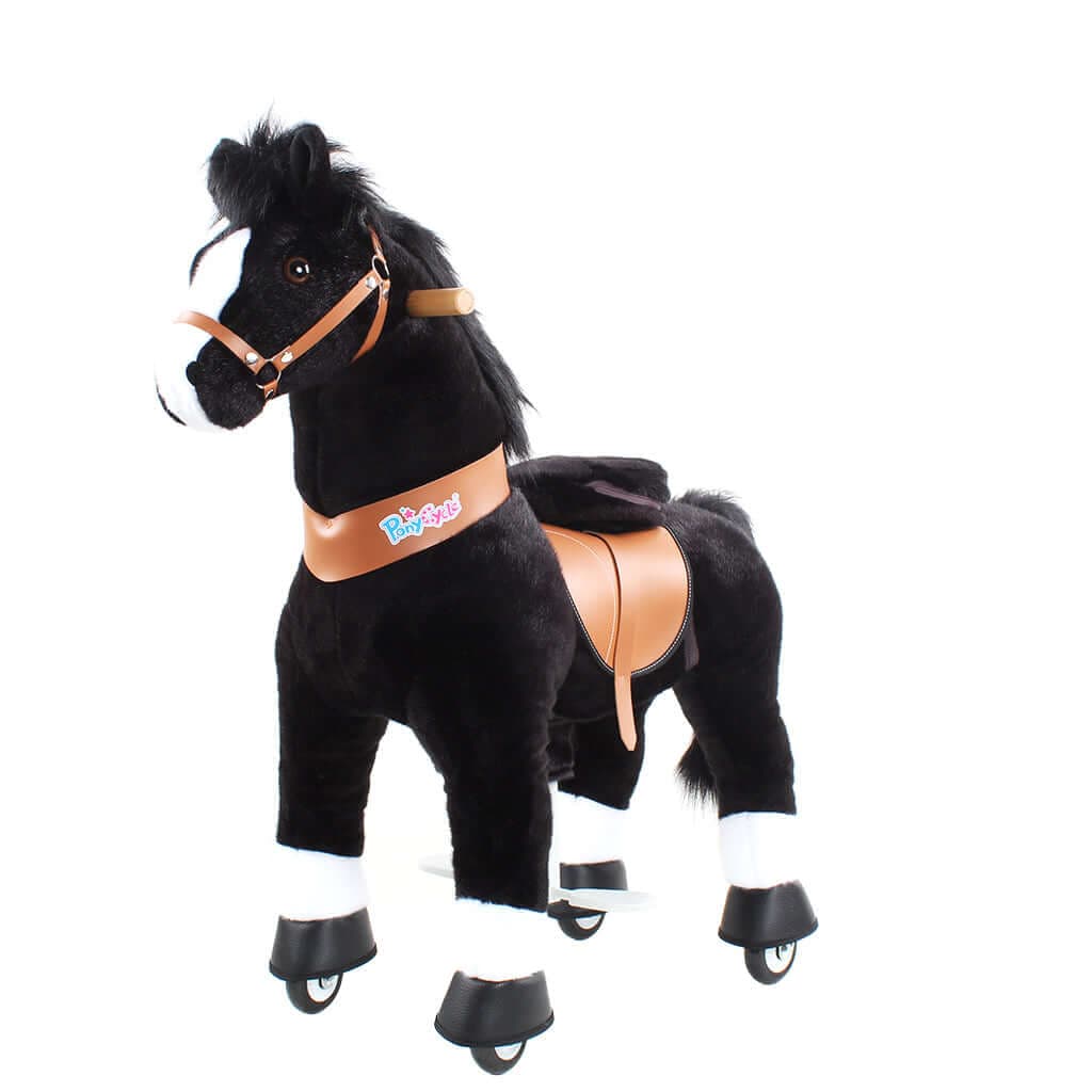 Toddlers Black Indoor/Outdoor Ride-On Pony with Cushioned Seat, Anti-Slip Wheels (Ages 4–7)