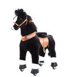 Toddlers Black Indoor/Outdoor Ride-On Pony with Cushioned Seat, Anti-Slip Wheels (Ages 4–7)