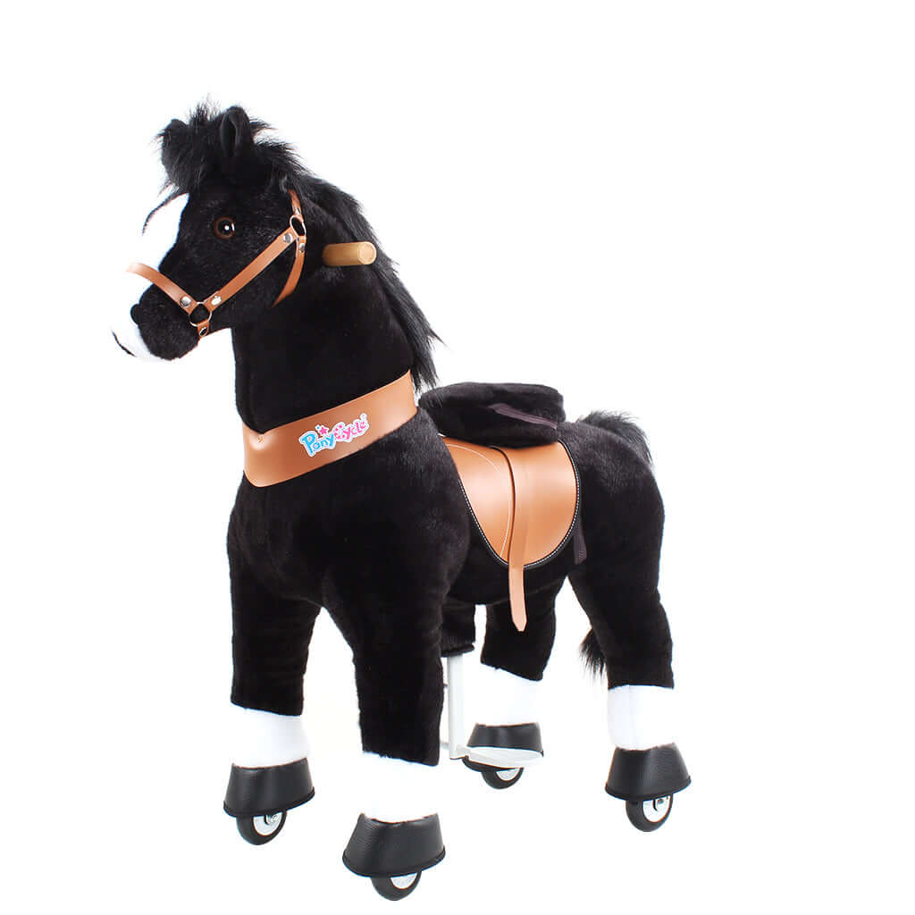 Toddlers Black Indoor/Outdoor Ride-On Pony with Cushioned Seat, Anti-Slip Wheels (Ages 4–7)