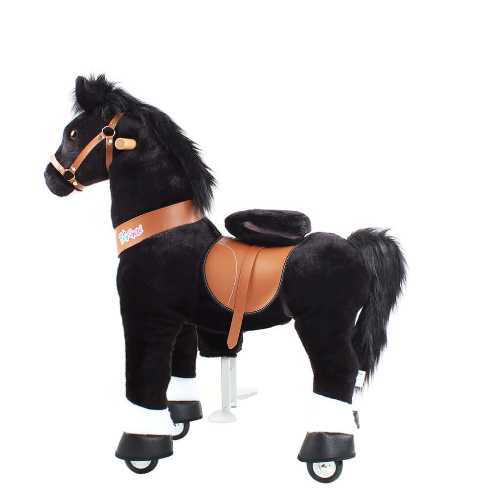 Toddlers Black Indoor/Outdoor Ride-On Pony with Cushioned Seat, Anti-Slip Wheels (Ages 4–7)