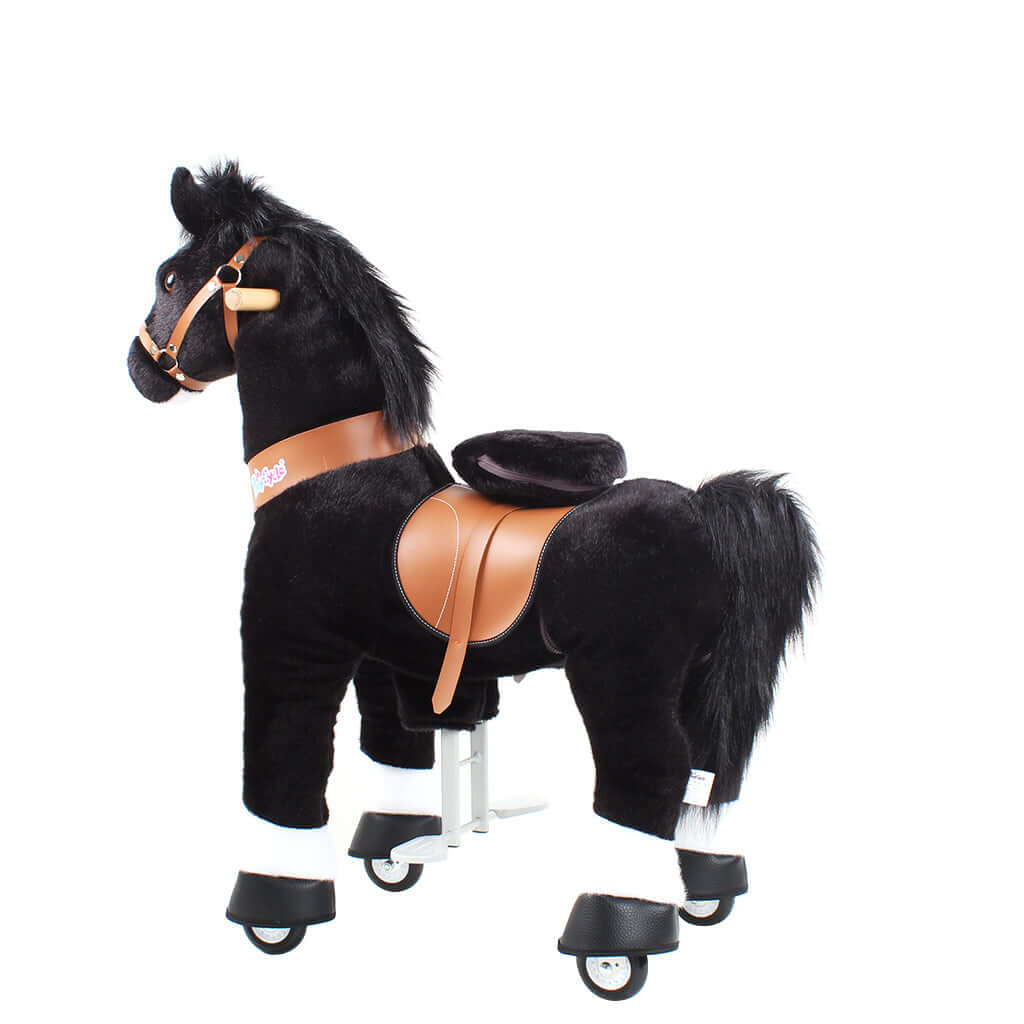Toddlers Black Indoor/Outdoor Ride-On Pony with Cushioned Seat, Anti-Slip Wheels (Ages 4–7)