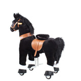 Toddlers Black Indoor/Outdoor Ride-On Pony with Cushioned Seat, Anti-Slip Wheels (Ages 4–7)