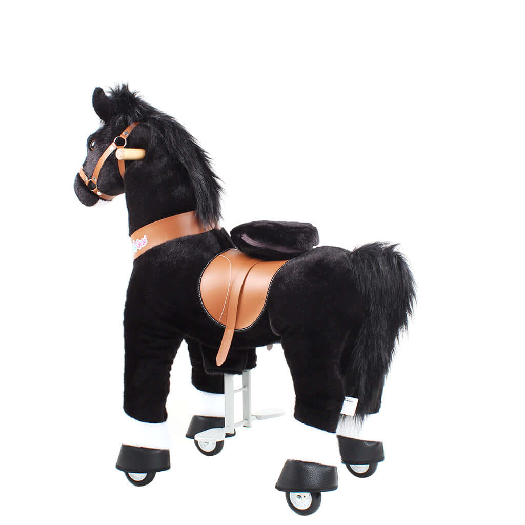Toddlers Black Indoor/Outdoor Ride-On Pony with Cushioned Seat, Anti-Slip Wheels (Ages 4–7)