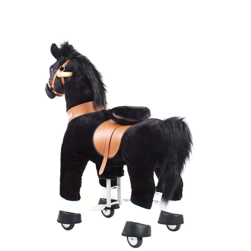 Toddlers Black Indoor/Outdoor Ride-On Pony with Cushioned Seat, Anti-Slip Wheels (Ages 4–7)
