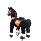 Toddlers Black Indoor/Outdoor Ride-On Pony with Cushioned Seat, Anti-Slip Wheels (Ages 4–7)