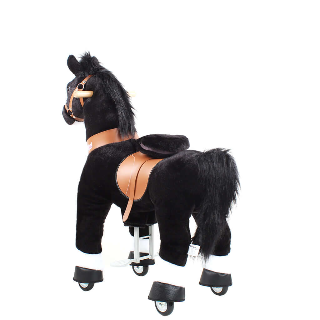 Toddlers Black Indoor/Outdoor Ride-On Pony with Cushioned Seat, Anti-Slip Wheels (Ages 4–7)