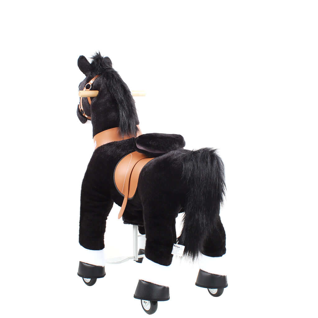 Toddlers Black Indoor/Outdoor Ride-On Pony with Cushioned Seat, Anti-Slip Wheels (Ages 4–7)
