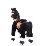 Toddlers Black Indoor/Outdoor Ride-On Pony with Cushioned Seat, Anti-Slip Wheels (Ages 4–7)
