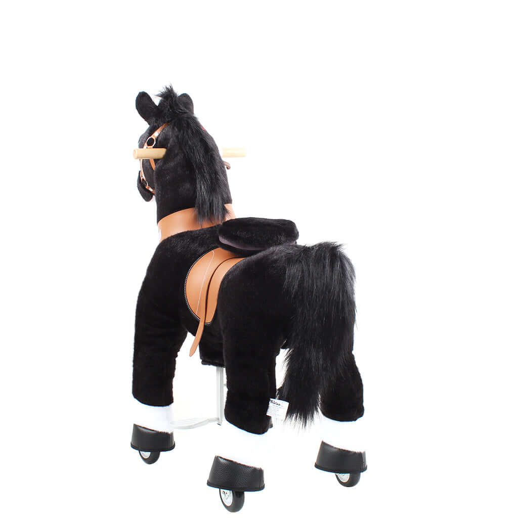 Toddlers Black Indoor/Outdoor Ride-On Pony with Cushioned Seat, Anti-Slip Wheels (Ages 4–7)