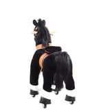 Toddlers Black Indoor/Outdoor Ride-On Pony with Cushioned Seat, Anti-Slip Wheels (Ages 4–7)