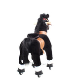Toddlers Black Indoor/Outdoor Ride-On Pony with Cushioned Seat, Anti-Slip Wheels (Ages 4–7)
