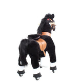Toddlers Black Indoor/Outdoor Ride-On Pony with Cushioned Seat, Anti-Slip Wheels (Ages 4–7)