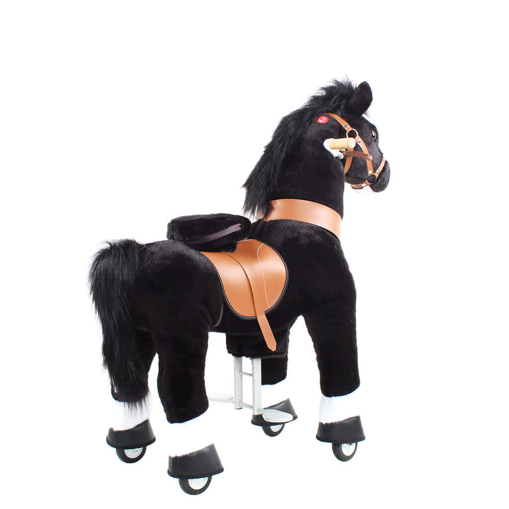 Toddlers Black Indoor/Outdoor Ride-On Pony with Cushioned Seat, Anti-Slip Wheels (Ages 4–7)