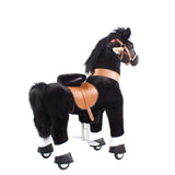 Toddlers Black Indoor/Outdoor Ride-On Pony with Cushioned Seat, Anti-Slip Wheels (Ages 4–7)