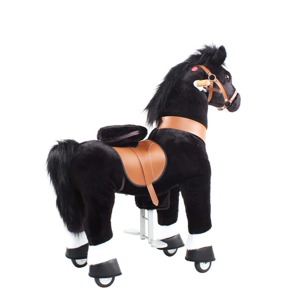 Toddlers Black Indoor/Outdoor Ride-On Pony with Cushioned Seat, Anti-Slip Wheels (Ages 4–7)
