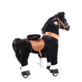 Toddlers Black Indoor/Outdoor Ride-On Pony with Cushioned Seat, Anti-Slip Wheels (Ages 4–7)