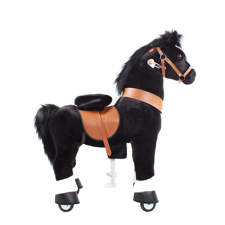 Toddlers Black Indoor/Outdoor Ride-On Pony with Cushioned Seat, Anti-Slip Wheels (Ages 4–7)