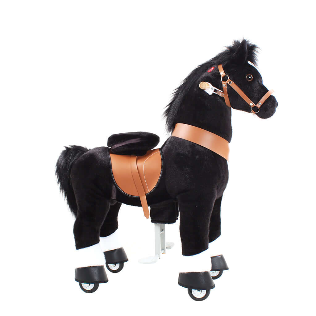Toddlers Black Indoor/Outdoor Ride-On Pony with Cushioned Seat, Anti-Slip Wheels (Ages 4–7)