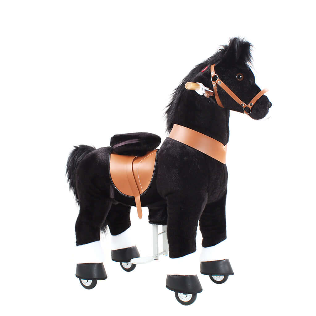 Toddlers Black Indoor/Outdoor Ride-On Pony with Cushioned Seat, Anti-Slip Wheels (Ages 4–7)