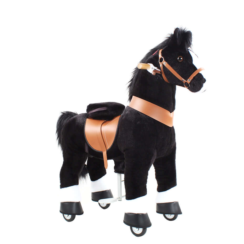 Toddlers Black Indoor/Outdoor Ride-On Pony with Cushioned Seat, Anti-Slip Wheels (Ages 4–7)
